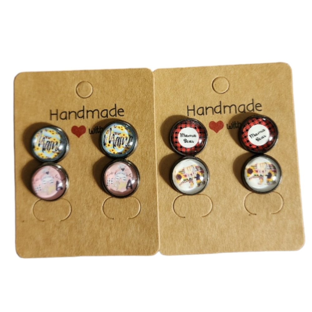 Mama/Mama Bear Mix Bulk/Pack Stud Earrings (4 Pairs)